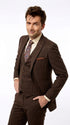 Men’s Doctor Who Inspired Brown Pinstripe 3-Piece Suit – Retro Vintage Wedding, Costume & Formal Suit