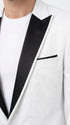 Men's White Sparkle Dinner Jacket – Black Satin Shawl Lapel Tuxedo Blazer   Slim Fit Sequin Shiny Prom Jacket
