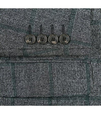Wool Blend Plaid Pattern Regular Fit 2 Button Blazer in Grayish Brown