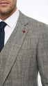 Vitali Brand Men’s Grey Textured Patterned 3 Piece Suit – Modern Fit Checkered Sharkskin with Blazer, Vest & Trousers, Business Wedding