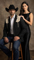 Men’s Black & Bone Tan Western Blazer – Cowboy Sport Coat with Suede Yoke for Rodeo, Ranch & Country Wear