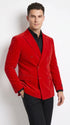 Men’s Red Double Breasted Blazer – Peak Lapel Wedding, Prom & Party Sport Coat