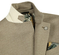 Half Canvas Slim Fit Blazer in Khaki