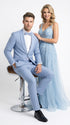Men’s Powder Blue 2 Piece Tuxedo Suit – Light Blue Wedding Prom Tux with Matching Pants Light Baby Blue