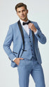 Men’s Powder Blue 3 Piece Tuxedo Suit – Light Blue Shawl Lapel Wedding Prom Suit with Vest