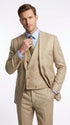 Men’s Great Gatsby Tan Summer Sharkskin 3 Piece – Double Breasted Vest Classic 1920s Groosmen Suit