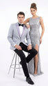 Men’s Silver Grey Dinner Jacket with Black Pants – Formal Wedding Prom Tuxedo Blazer Outfit Suit