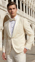 Men’s Ivory Off White Jacquard Dinner Jacket – Cream Tuxedo Blazer for Weddings & Formal Events + Bowtie included