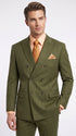 Men’s Olive Green Pinstripe Double-Breasted Suit – Classic Wedding, Business and Formal Suit