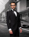 Mens Wool One Button Modern Fit Vested Shawl Prom Tuxedo in Black