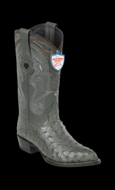 Wild West Botas de Avestruz Horma Puntal Gris