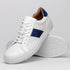 Zelli Olympias Crocodile-Trimmed Calfskin Sneakers in White and Navy