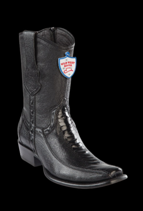 Wild West Botas de Pata de Avestruz Horma Dubai Toe Black
