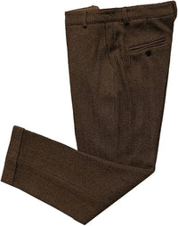 Mens Vintage Tweed Dress Pants Slacks Trousers Regular Fit Suit Pants in Brown
