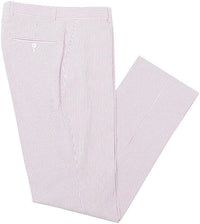 Mens Seersucker Pants - Summer Casual Pinstripe Modern Fit in Color Pink