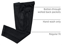 Mens Vintage Tweed Dress Pants Slacks Trousers Regular Fit Suit Pants in Black