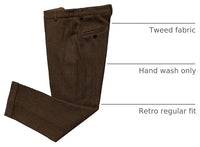 Mens Vintage Tweed Dress Pants Slacks Trousers Regular Fit Suit Pants in Brown