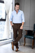 Mens Vintage Tweed Dress Pants Slacks Trousers Regular Fit Suit Pants in Brown