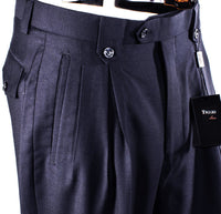 Tiglio Luxe Navy Wide Leg, Pure Wool Dress Pants 2576 TIG1002
