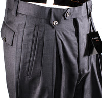 Tiglio Luxe Gray Wide Leg, Pure Wool Dress Pants 2576 TIG1008