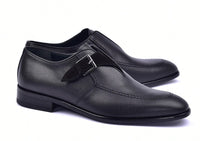 Corrente 6471 Leather Slip-On Monkstrap Shoe - Black - Black - Size 13