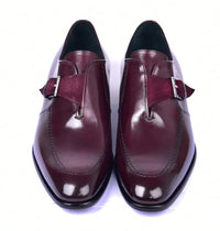 Corrente 6471 Leather Slip-On Monkstrap Shoe - Burgundy - Image 3