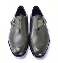 Corrente 6471 Leather Slip-On Monkstrap Shoe - Green - Image 3