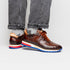 Zelli Rocco Hand-Burnished Embossed Crocodile Sneakers in Brown