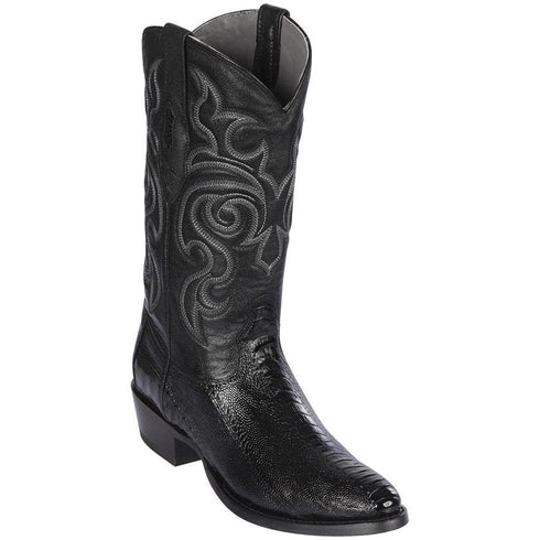 Black ostrich leg boots 