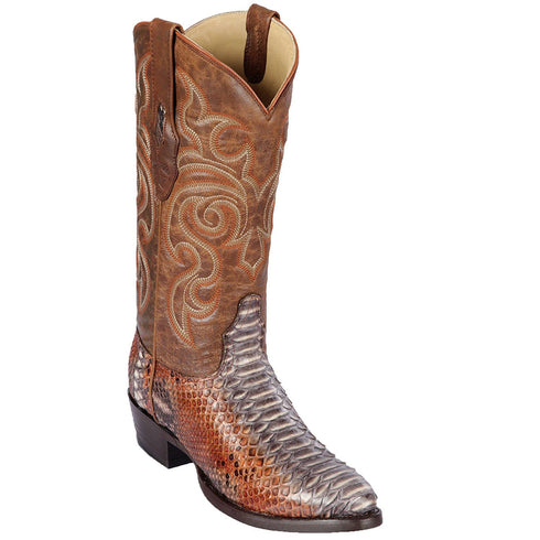 Rustic Cognac Python Mens Snakeskin Boots