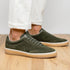 Zelli Gotti Suede and Leather Sneaker in Olive | Refined Sport Style