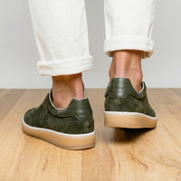 Zelli Gotti Suede and Leather Sneaker in Olive | Refined Sport Style