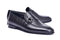 Corrente 6628 Leather Slip-On Side Buckle Loafer - Black - Black - Size 13