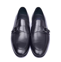 Corrente 6628 Leather Slip-On Side Buckle Loafer - Black - Image 3