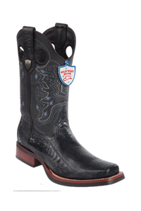 Wild West Botas de Pata de Avestruz Horma Square Toe Black
