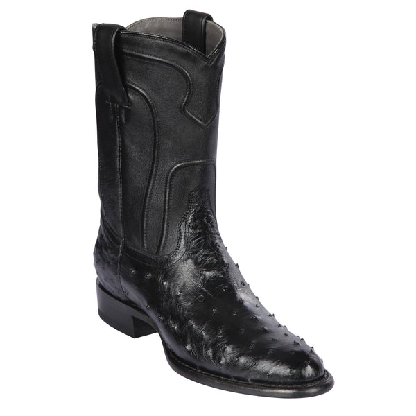 Black Ostrich Roper Boots