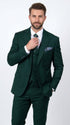 Men’s Stacey Adams Designer Hunter Green 3 Piece Suit – Two Button Vested Classic Wedding, Prom & Formal Suit