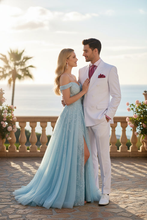 Men’s White Double-Breasted 3-Piece Suit Set – Premium Tailored Fit Formal Wedding and Evening Suit