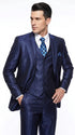 Men's Shiny Navy Blue Sateen 3-Piece Suit – Elegant Wedding, Prom Dress Suit with Matching Vest and Pants Slim Fitted