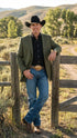 Men’s Olive Green Western Blazer Jacket, Classic Cowboy Style Sport Coat for Casual Formal Wear with Jeans