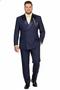 Men’s Navy Blue Double-Breasted Tuxedo with navy Satin Peak Lapel Wedding Suit