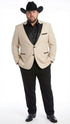 Men's Light Tan and Black Lapel Western Tuxedo Suit Set Wedding Party Cowboy Dress Tuxedo Black Pants
