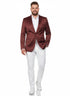 Men’s Slim Fit Maroon Satin Blazer – Elegant Two-Button Formal Suit Jacket for Weddings, in Maroon Wine Color