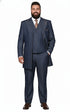 Men’s Cotton Denim Three-Piece Suit – Modern Blazer Denim Suit with Vest and Trousers Pleated Pants Classic Fit