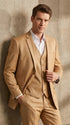 Men’s Camel Khaki Bronze Sharkskin 3-Piece Suit – Modern Wedding, Business and Formal Suit with Matching Vest