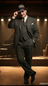 Al Capone Men’s Charcoal Gray Stripe 3-Piece Gangster Style Suit – 1920s Jazz Club Inspired Formal Suit Outfit