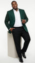 Zacchi Brand Men’s Dark Green Textured Blazer – Classic Single Button Sport Coat with Notch Lapel Formal Jacket