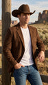 Men’s Brown Suede Western Blazer – Cowboy Sport Coat Jacket for Weddings & Country Wear