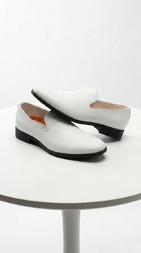 Men’s White Plain Toe Slip On Loafer Dress Shoes – Classic Formal Lightweight Shoes for Wedding, Party and Business Wear