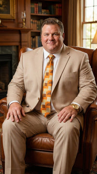 Vitali Men’s Natural Beige Pinstripe Suit – Summer Tan Pinstripe  Weddings and Business Wear